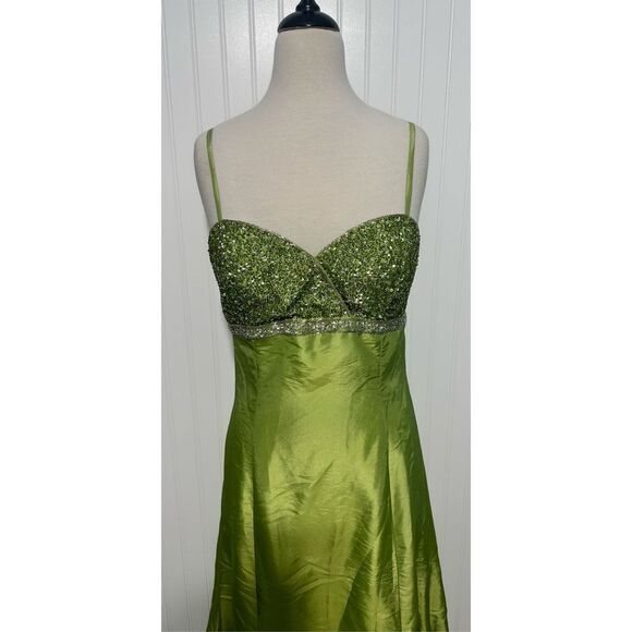 Marsoni Prom Gown Maxi Length Beaded Open Back‎ Sweetheart Neckline Green 14 - Picture 3 of 16